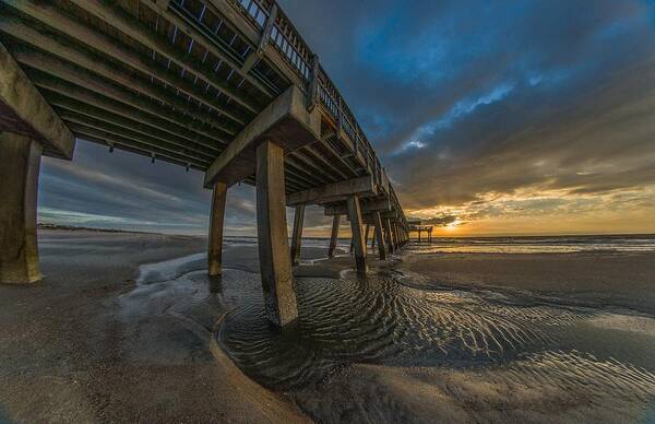 Beach Art Print featuring the photograph Tybee Island Beach Pier by Bryan Xavier