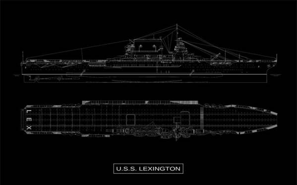 Uss Lexington Art Print featuring the digital art USS Lexington by DB Artist