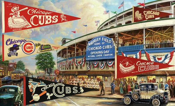 Baseball Art Print featuring the digital art Vintage Chicago Cubs by Steven Parker