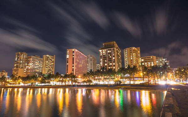 Landscape Art Print featuring the photograph Waikiki Nights by Brian Governale