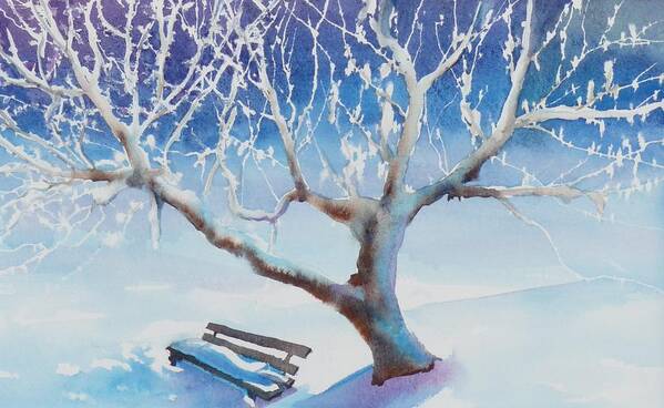 Snow Art Print featuring the painting Waiting for Spring by Ruth Kamenev