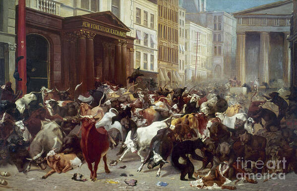 1879 Art Print featuring the painting Wall Street Bears And Bulls by William H Beard