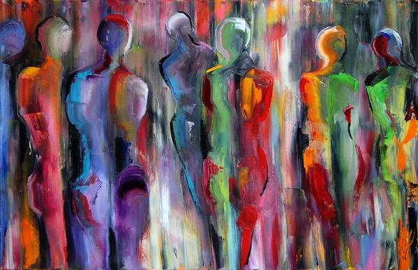 Figurative Painted Pull Art Print featuring the painting Wanderers by Laurie Pace