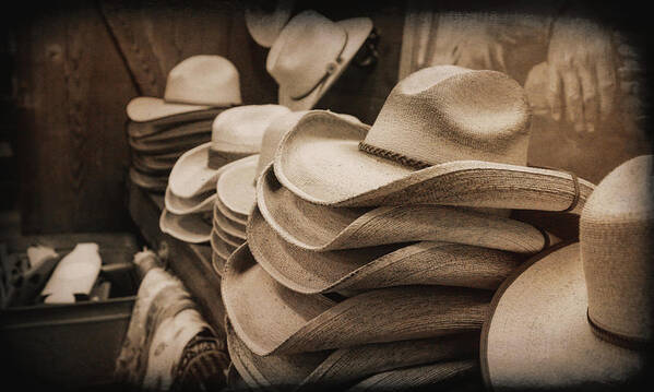 Cowboy Hat Art Print featuring the photograph Western Cowboy Hats by Judy Vincent
