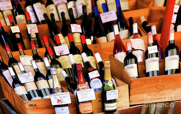 Wine Art Print featuring the photograph Wine Display Open Market Paris by Chuck Kuhn