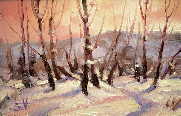 Winter Art Print featuring the painting Winter Grove by Steve Henderson