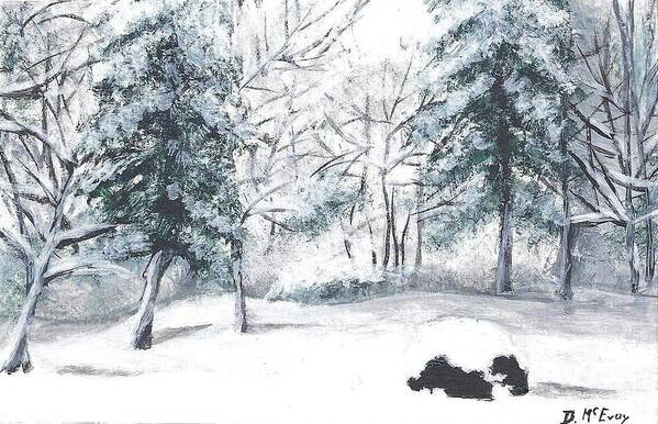 Winter Art Print featuring the painting Winter in Weatogue by Dani McEvoy