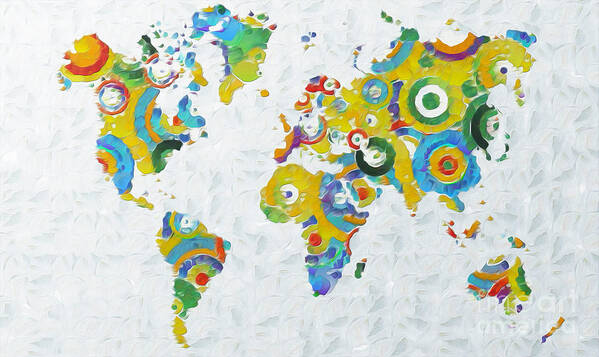 Abstract Art Print featuring the painting Abstract World Colorful Map by Stefano Senise
