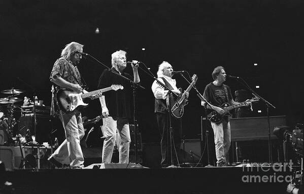 Neil Young Art Print featuring the photograph CSNY Reunion #2 by Concert Photos