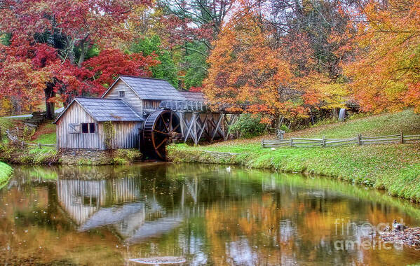 Mabry Mill Art Print featuring the photograph Mabry Mill in Autumn by Joan Bertucci