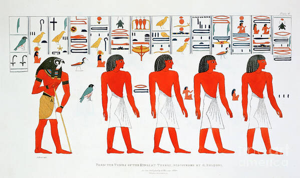 People Art Print featuring the drawing Mural From The Tombs Of The Kings #2 by Print Collector