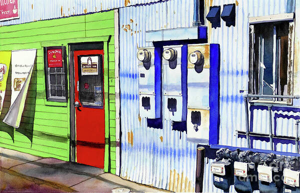 Kim's Country Kitchen Art Print featuring the painting #404  Red Door #404 by William Lum