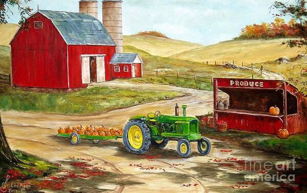 Tractor Art Print featuring the painting American Farm Life by Lee Piper