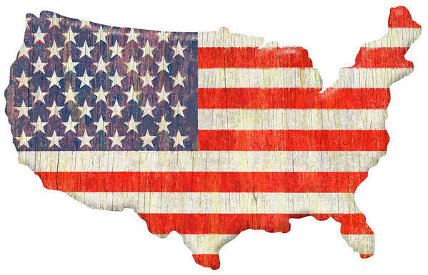 American Flag Continent Cut Out Art Print featuring the digital art American Flag Continent Cut Out by Retroplanet