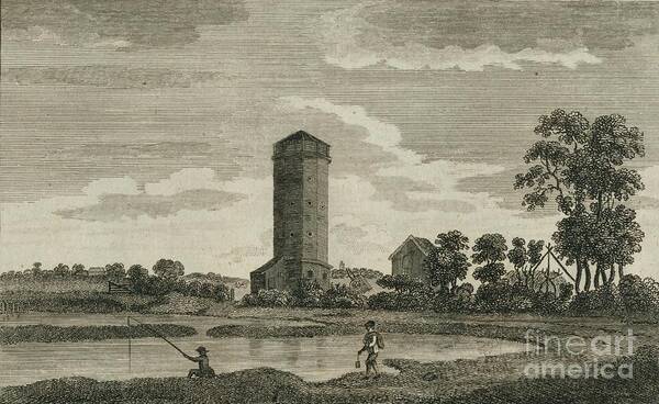 Engraving Art Print featuring the drawing An Ancient Water Tower by Print Collector