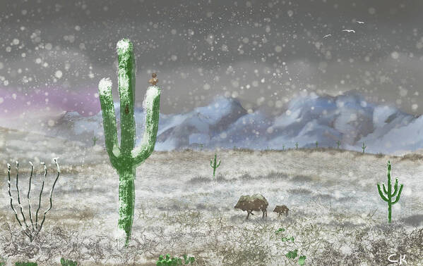 Tucson Art Print featuring the digital art Arizona Blizzard by Chance Kafka