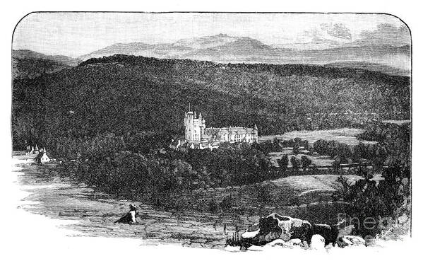 Engraving Art Print featuring the drawing Balmoral Castle, Scotland by Print Collector