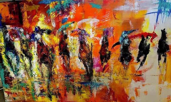 Abstract Original Animal Horse Animal Inspirational Surrealism Modern Horse Horses Contemporary Abstract Original Fantasy Race Horses Painting Art Print featuring the painting Because I can by Heather Roddy