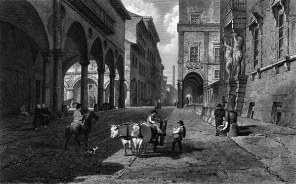 Horse Art Print featuring the digital art Bologna Main Street by Hulton Archive