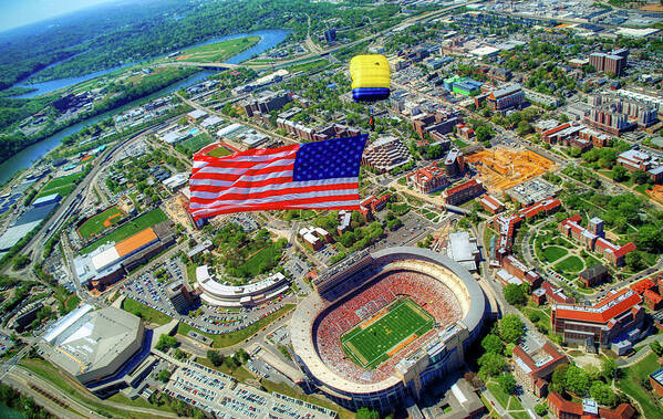 Us Navy Art Print featuring the photograph Bring The Flag To Neyland Stadium by Mountain Dreams