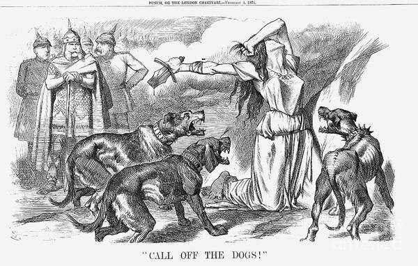 Engraving Art Print featuring the drawing Call Off The Dogs, 1871. Artist Joseph by Print Collector
