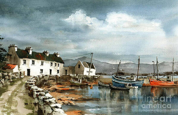 Achill Art Print featuring the painting Corraun Harbour, Co. Mayo by Val Byrne