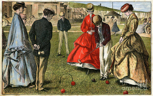 Engraving Art Print featuring the drawing Croquet, 19th Century by Print Collector