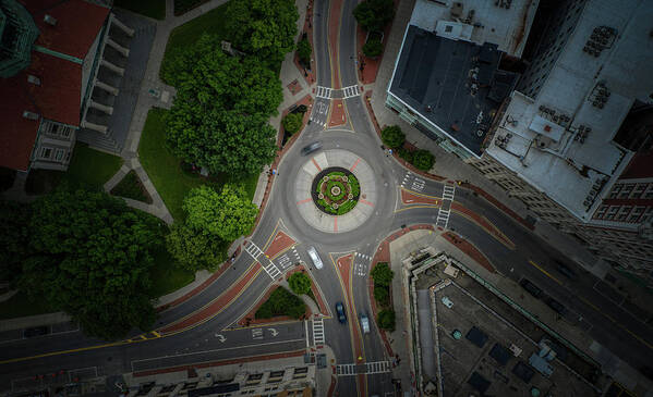 New York Art Print featuring the photograph Downtown Binghamton Circle by Anthony Giammarino