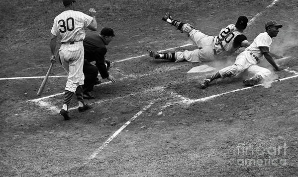 Second Inning Art Print featuring the photograph Ernie Banks Sliding Safely Into Home by Bettmann