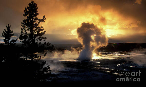 Landscape Art Print featuring the photograph Evening Magic - Yellowstone National Park by Sandra Bronstein