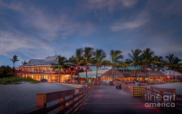 Caspersen Beach Art Print featuring the photograph Fins and Sharky's at the Pier in Venice, Florida by Liesl Walsh