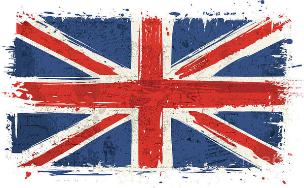 Spray Art Print featuring the digital art Flag Of United Kingdom On Wall by Shanina