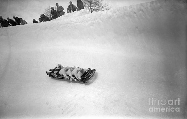 The Olympic Games Art Print featuring the photograph German Olympic Bob Sled Team by Bettmann