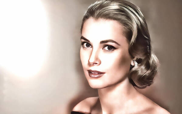 Movie Star Art Print featuring the mixed media Grace Kelly Art by Marvin Blaine