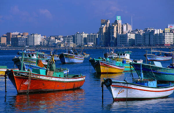 Egypt Art Print featuring the photograph Harbour View With Fishing Boats, Low by John Elk Iii