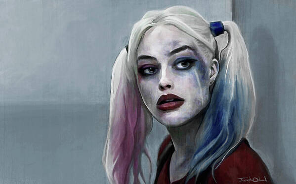 Dark Art Print featuring the painting Harley Quinn - Suicide Squad by Joseph Oland