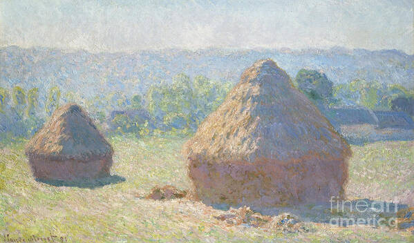 Oil Painting Art Print featuring the drawing Haystack In The Evening Sun, 1891 by Heritage Images