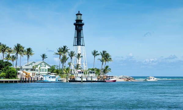 Water's Edge Art Print featuring the photograph Hillsboro Inlet Lighthouse - Octagonal by Drnadig