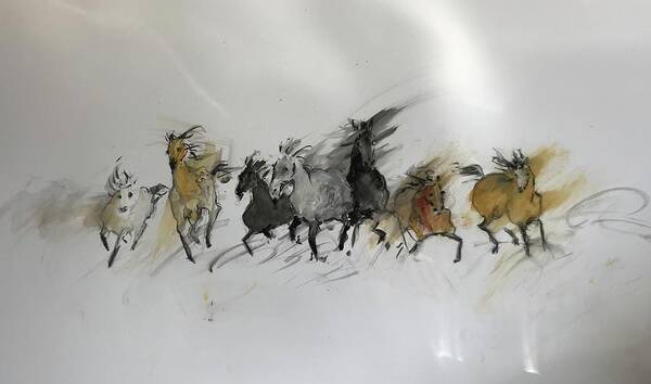 Horses Art Print featuring the painting Img_3160 by Elizabeth Parashis