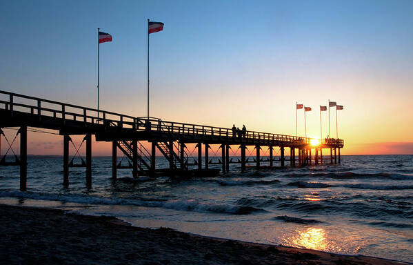 Tranquility Art Print featuring the photograph Jetty To Sunset - Baltic Sea by Michael Kohaupt