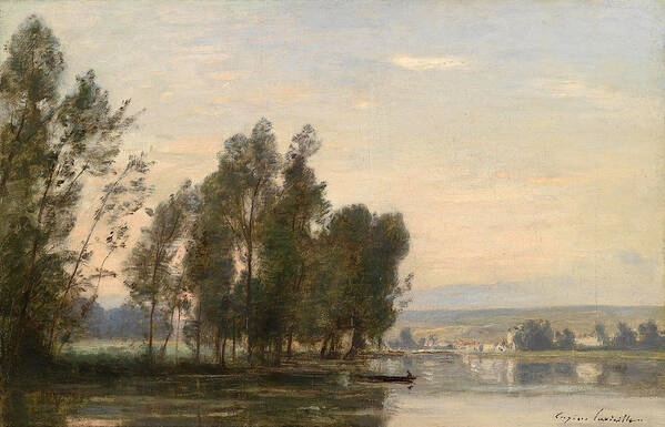 Eugene Lavieille Art Print featuring the painting La Seine, Moret sur Loing by Eugene Lavieille