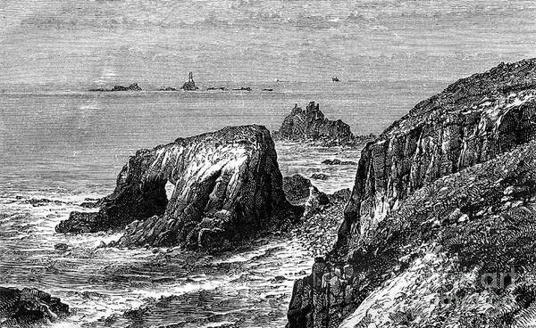 Engraving Art Print featuring the drawing Lands End, Cornwall, 19th by Print Collector