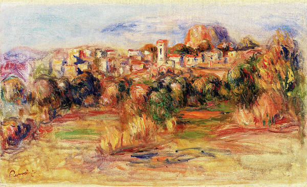 La Gaude Art Print featuring the painting Landscape, La Gaude - Digital Remastered Edition by Pierre-Auguste Renoir