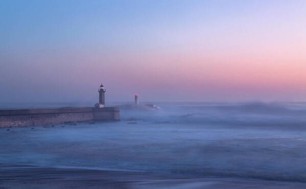 Portugal Art Print featuring the photograph Lighthouse In Porto, Portugal. by Adrian Nunez