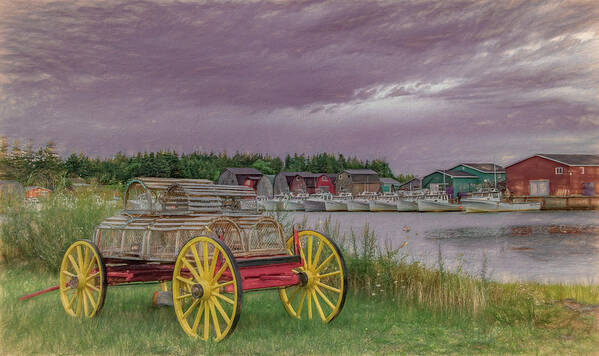 Pei Art Print featuring the photograph Lobster Crate Wagon of Malpeque by Marcy Wielfaert