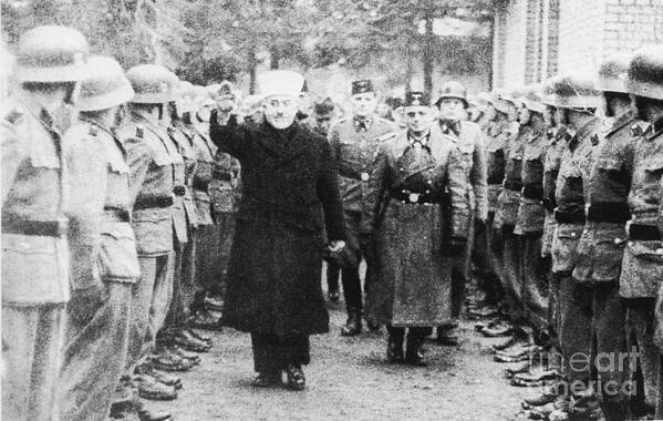 People Art Print featuring the photograph Mufti Giving German Salute To Soldiers by Bettmann
