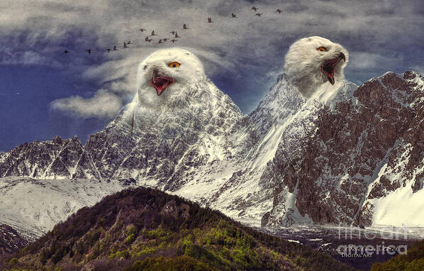 Surreal Art Print featuring the photograph Owl Mountain by Kira Bodensted