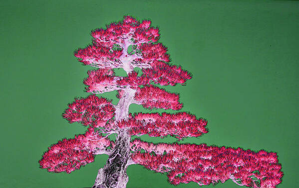 Purple Bonsai Tree Art Print featuring the digital art Purple Bonsai Tree by Tom Kelly