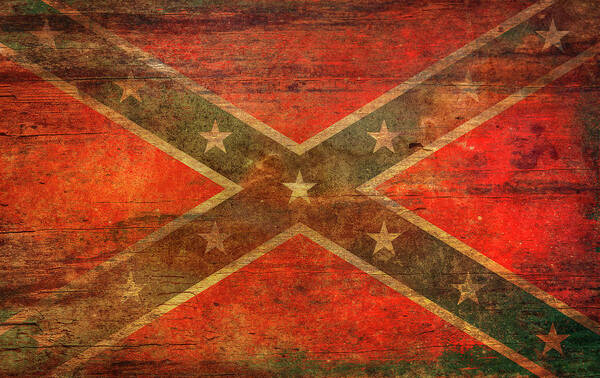 Rebel Confederate Flag On Wood Art Print featuring the digital art Rebel Confederate Flag on Wood by Randy Steele