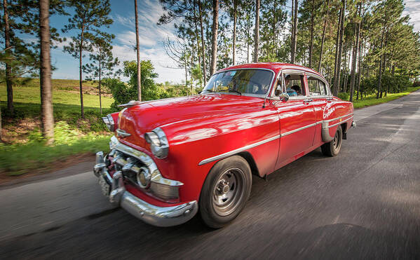 Cuba Art Print featuring the photograph Red Classic Cuban Car by Mark Duehmig